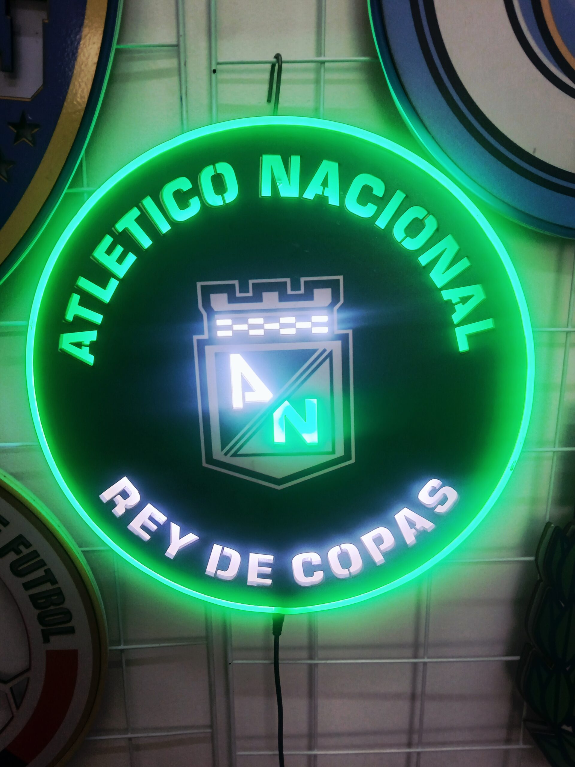 Cuadro neón 3D Atlético nacional