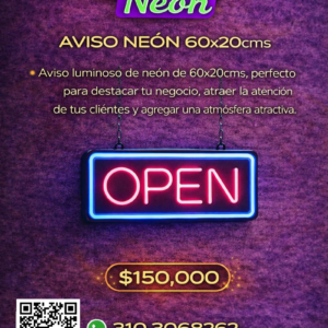 Aviso neón 60x20cms