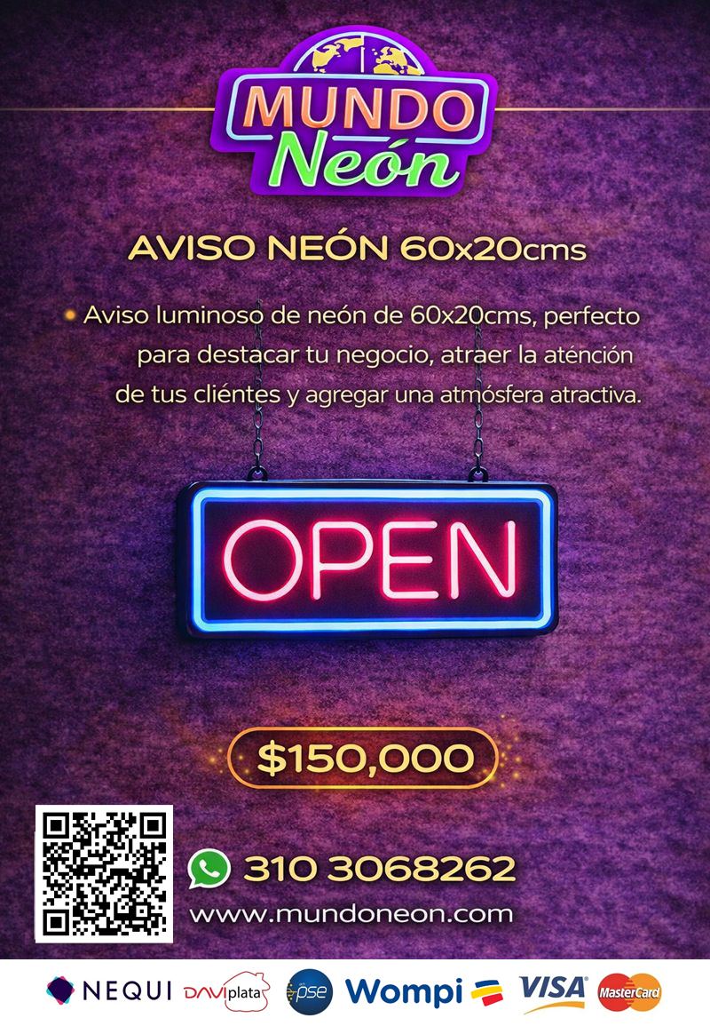 Aviso neón 60x20cms - Image 3