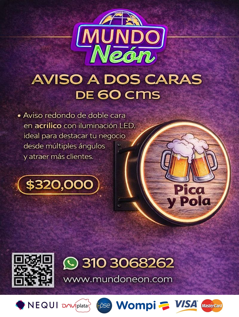 Aviso en acrílico redondo dos caras 60cms